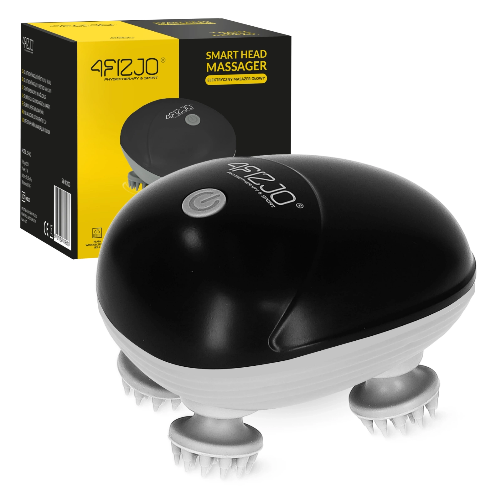 Waterproof Electric Scalp Massager 4FIZJO for Hair Growth, Black