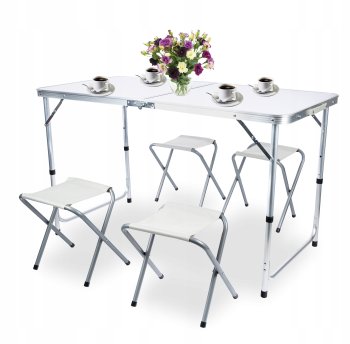 Foldable Garden Picnic Table with 4 Chairs