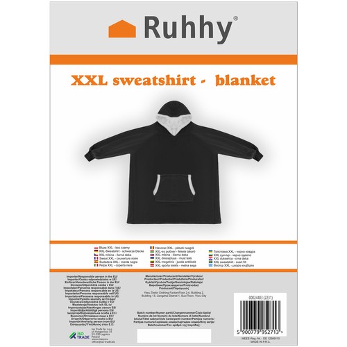 XXL Sweatshirt Blanket Ruhhy 24403, Black (0)