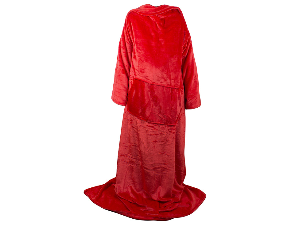Warm Fleece Wearable Blanket with Sleeves 140x200 cm, Red (2)