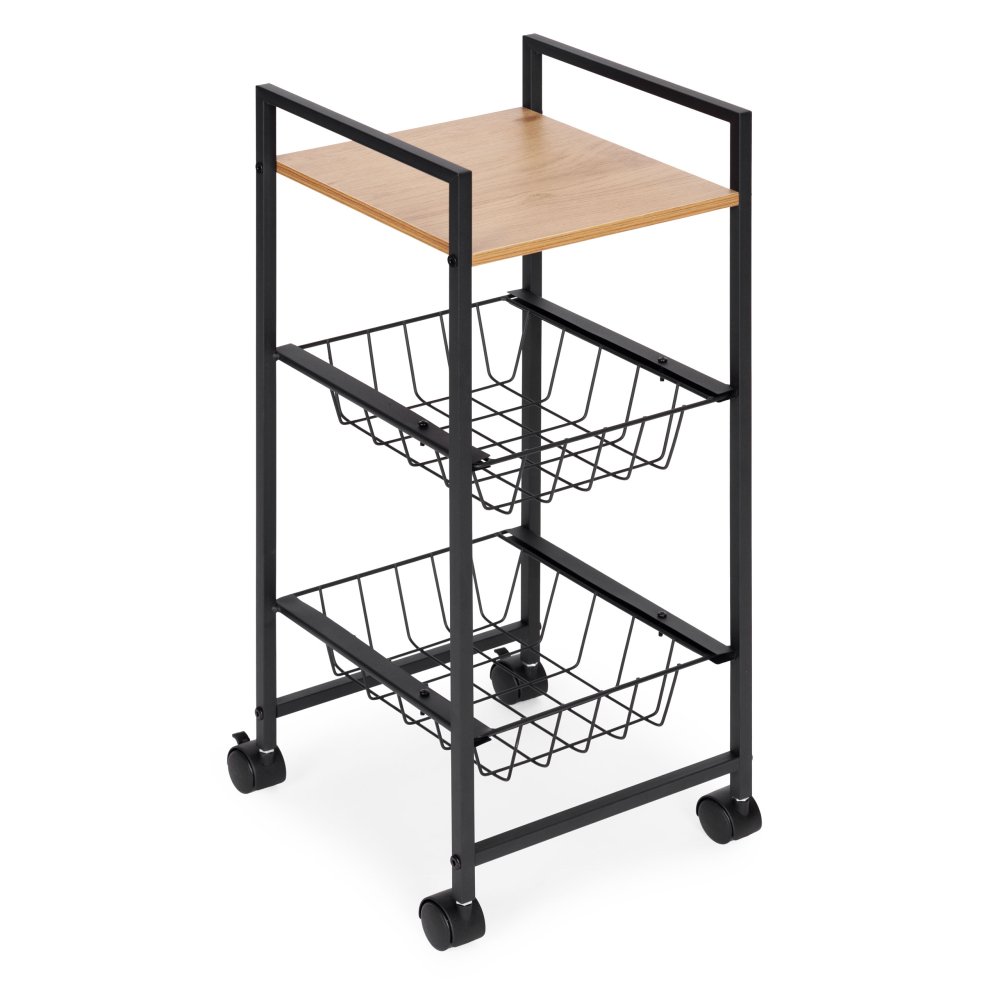 ModernHome Mobile Storage Trolley with 2 Baskets and Shelf (1)