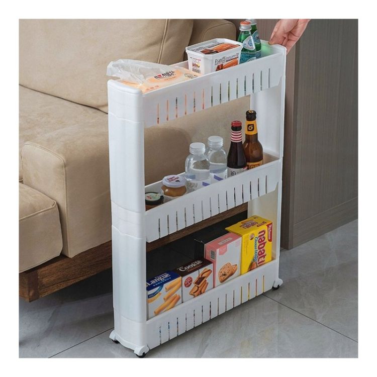 Slim 3-Tier Mobile Storage Cart on Wheels, White (0)