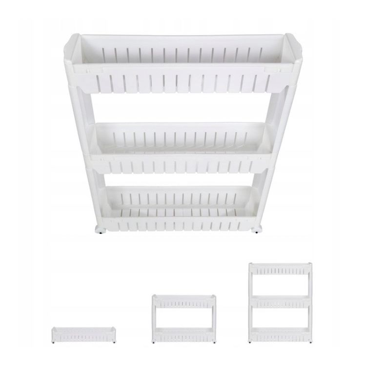 Slim 3-Tier Mobile Storage Cart on Wheels, White (2)