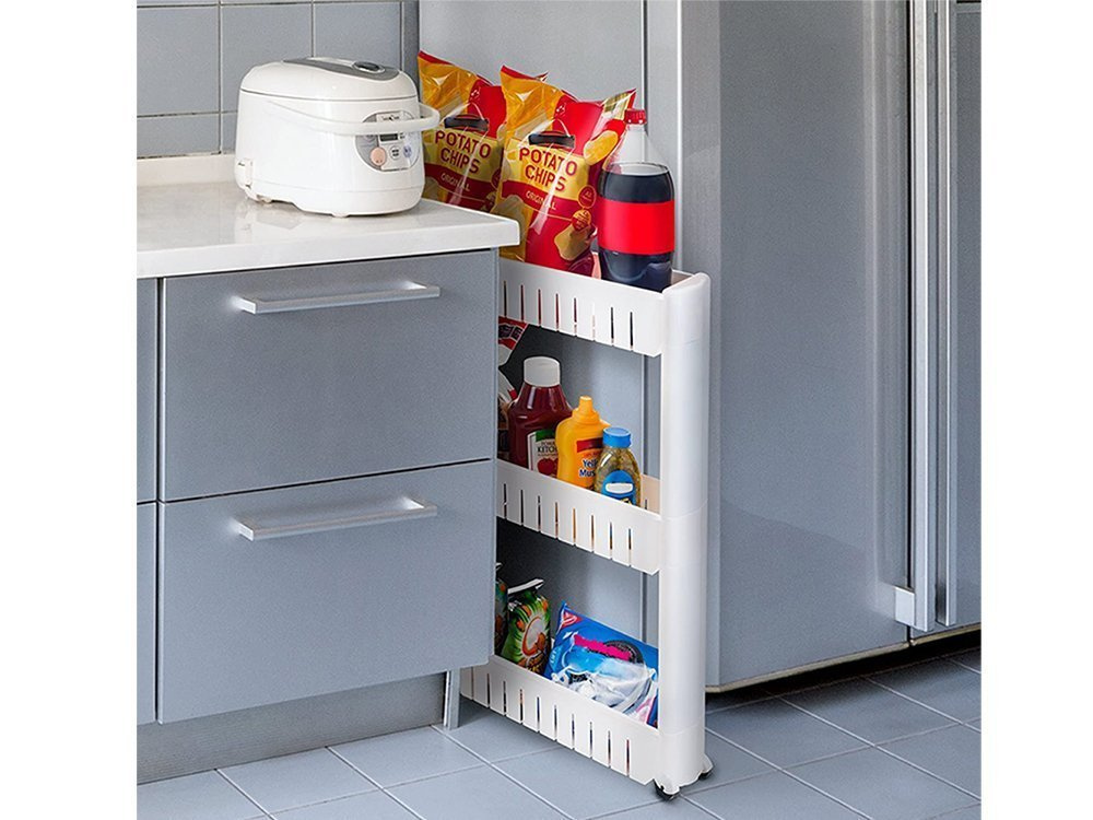 Kitchen Bathroom Multilevel 3-Tier Rolling Shelf Storage Trolley (1)