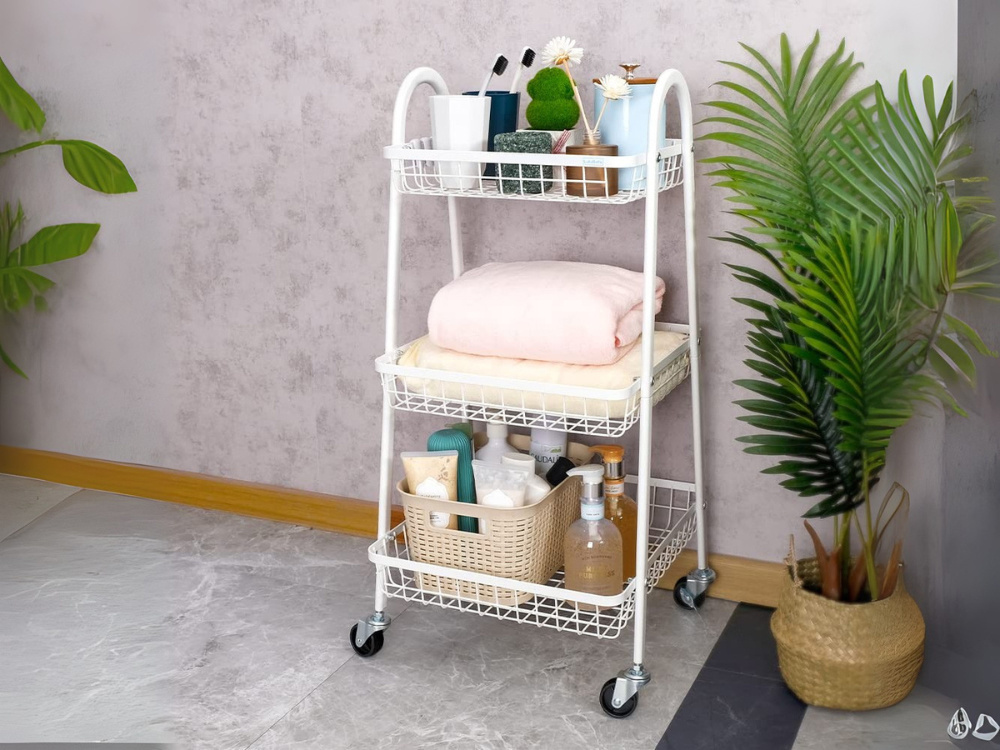 3-Tier Metal Utility Cart on Wheels for Kitchen & Bathroom Storage (1)