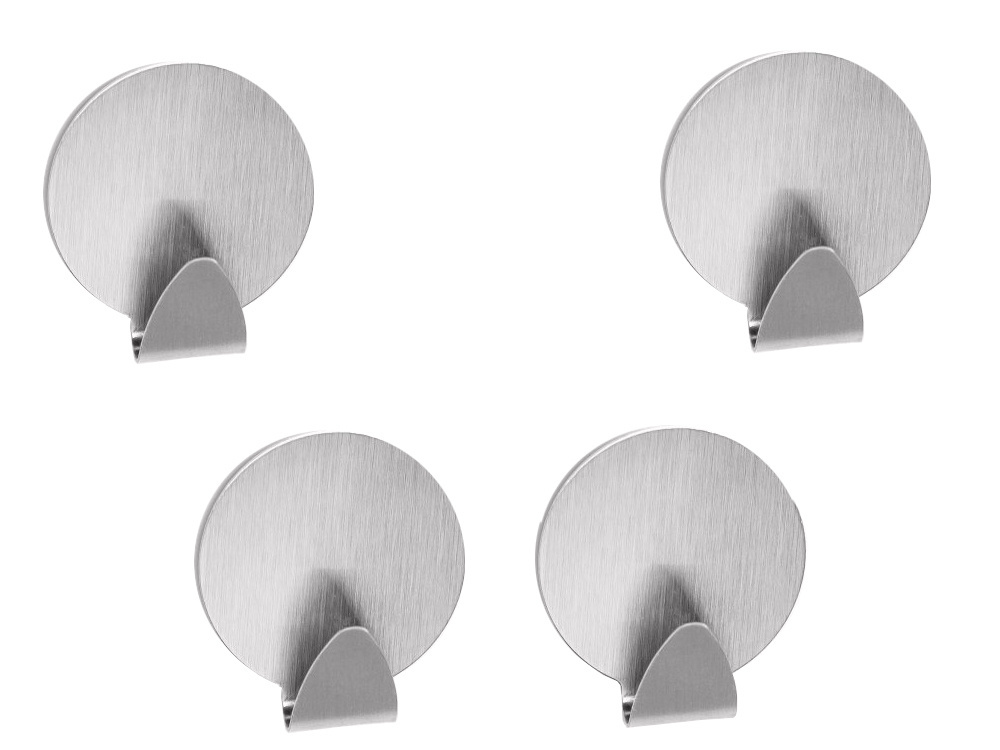 Stainless Steel Self Adhesive Hooks for Wall 4 Pack, Silver (3)