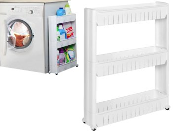 Slim 3-Tier Mobile Storage Cart on Wheels, White