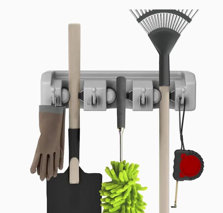 Wall-mounted Hanger House Cleaning Tool (mop, broom) Holder / Garden Tool Storage / Garage Organizer (4)