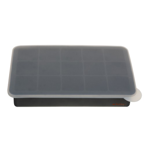 Silicone Ice Cube Mold with Lid, 15 pcs, Grey (1)