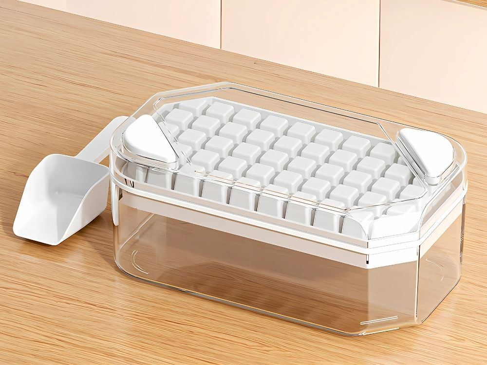 Ice Cube Tray with Storage Bin, Scoop & Easy-Release Buttons, 50 Cubes (2)
