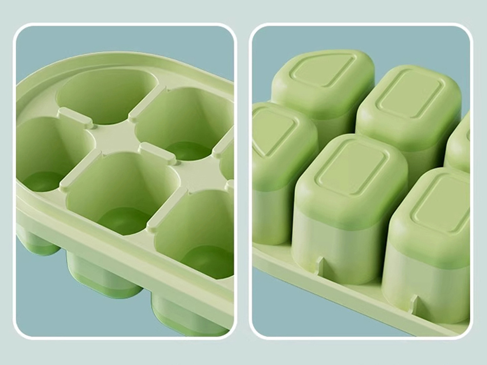 Easy Release Ice Cube Tray with Lid and Silicone Bottom, 12 Cubes (2)