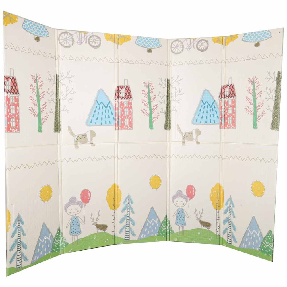 Foldable Double-Sided Foam Play Mat Bears and Trees 150x200cm, White (2)