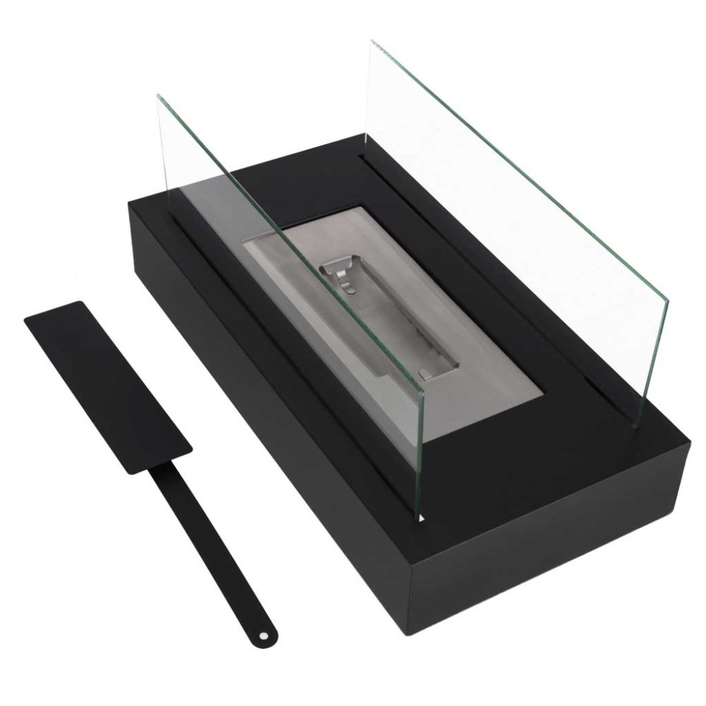 Tabletop Bio Ethanol Fireplace Smokeless Ventless Indoor Portable Fire Pit, Black (0)