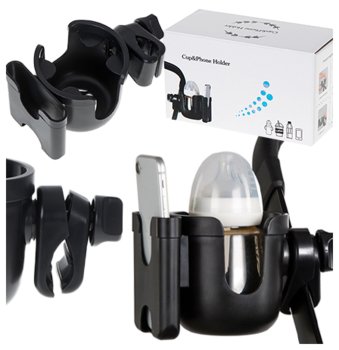 Universal 2-in-1 Cup and Phone Holder for Stroller and Bike