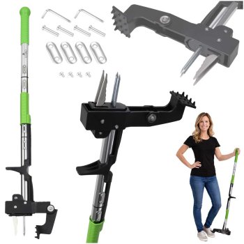 LUARO Telescopic Weed Puller Adjustable Stand-Up Weeder, Silver