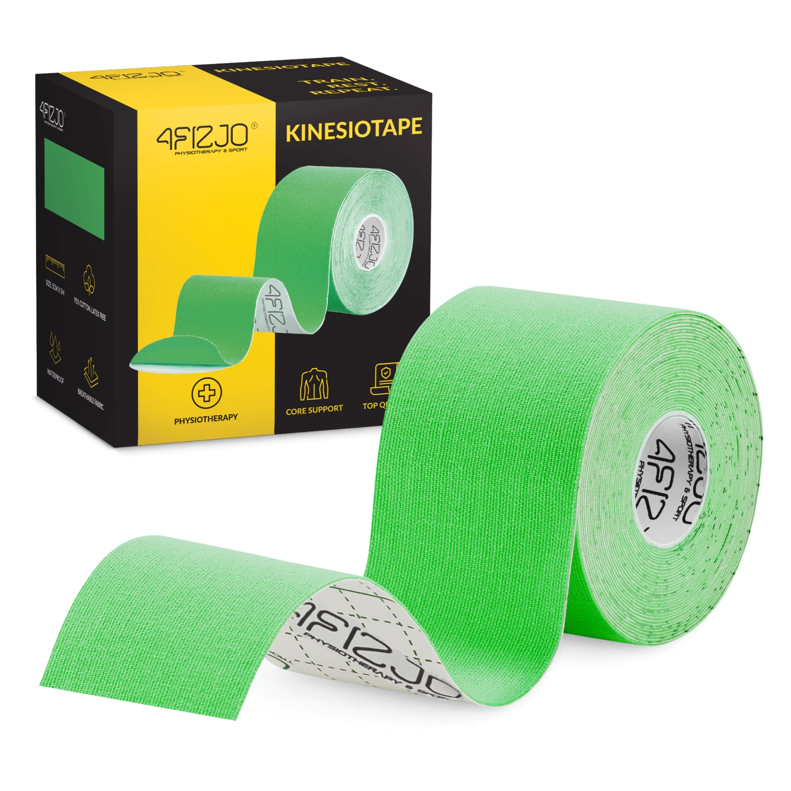 4FIZJO Kinesiology Tape 5 cm x 5 m, Green