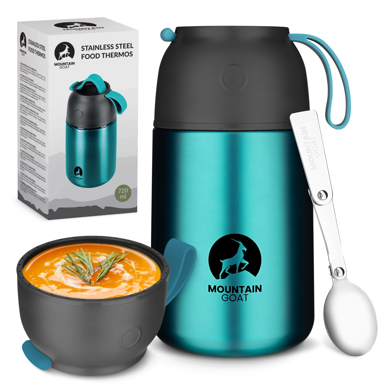 Mountain Goat Stainless Steel Insulated Food Thermos 720 ml, Blue