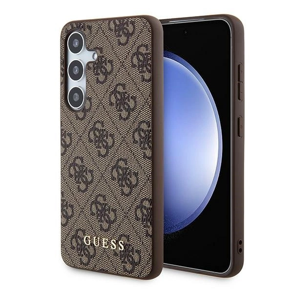 Samsung Galaxy S24 (SM-S921) Guess 4G Metal Gold Logo Case Cover, Brown