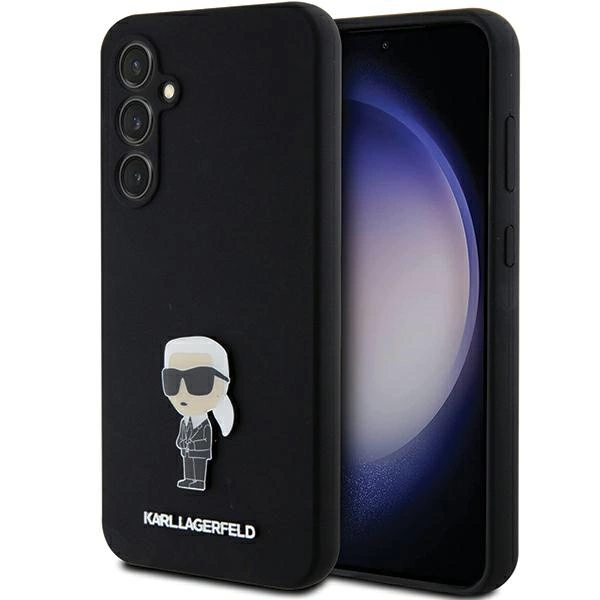 Samsung Galaxy S23 FE (SM-S711B/DS) Karl Lagerfeld Silicone Ikonik Metal Pin Cover Case, Black