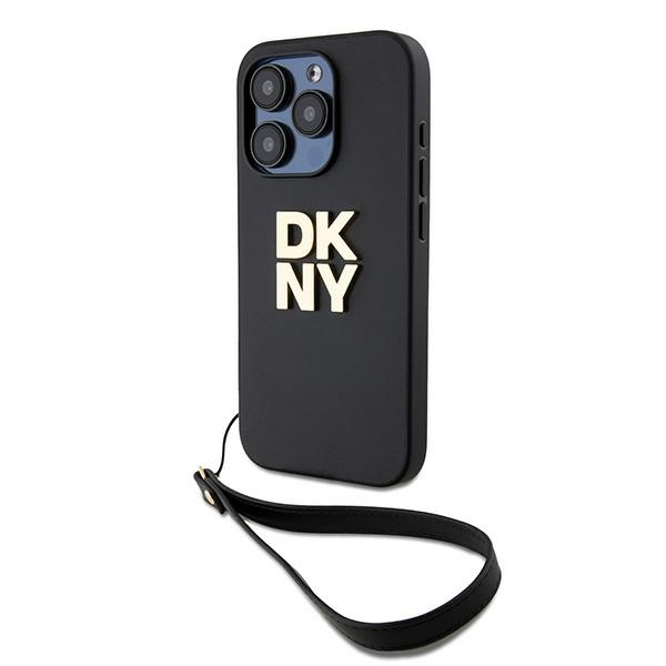Apple iPhone 15 Pro 6.1'' DKNY Wrist Strap Stock Logo Case Cover, Black