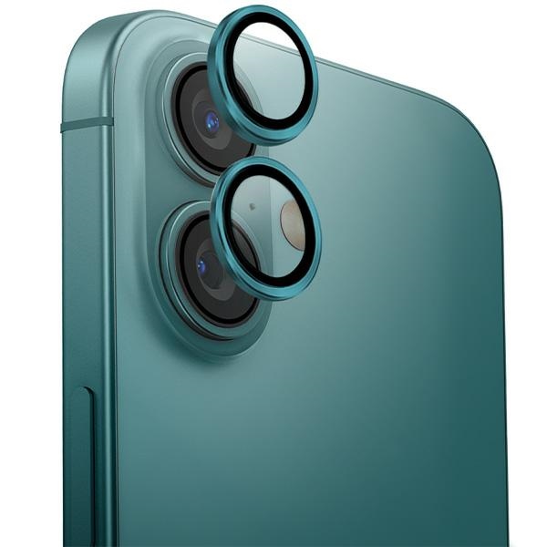 UNIQ Optix Aluminum Camera Lens Protector with applicator for iPhone 16 / Plus - green