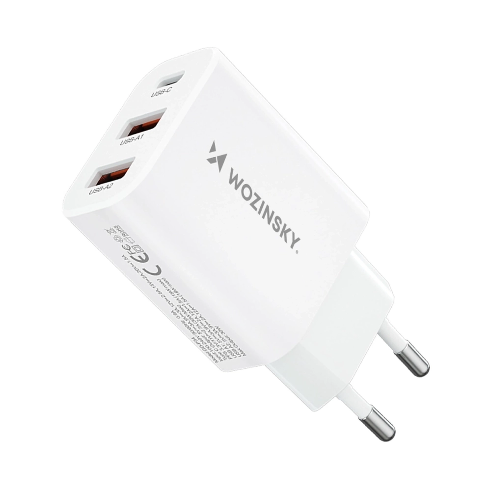 Wozinsky CWCUCW 30W USB-C / 2 x USB-A Wall Charger - White