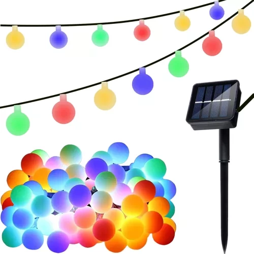 Gardlov 7m Solar String Lights, 50 LED Globe Bulbs, IP44 Waterproof, Multicolor