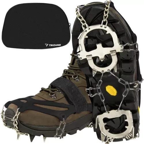 Trizand Ice Cleats with 12 Spikes for Shoes and Boots, XL (44-47)