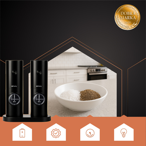 Electric Salt and Pepper Grinders with Adjustable Coarseness and LED, 2-pack, Black (1)