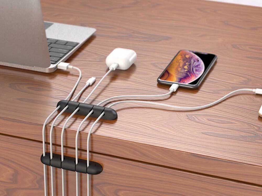 Desk Cable Organiser Adhesive Cable Holder Organizer 5 slots (6)