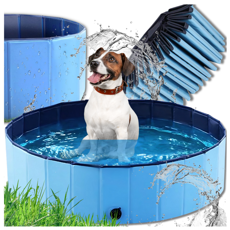 Foldable Dog & Kids Paddling Pool 120 x 30 cm, Portable Hard Plastic Garden Pool