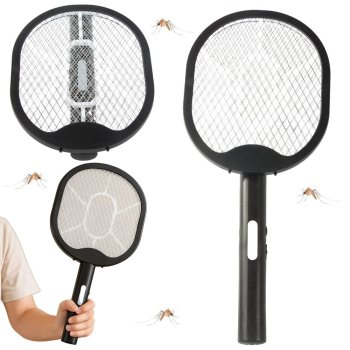 Electric Fly Swatter and Bug Zapper Racket with UV Light, Foldable and USB Rechargeable