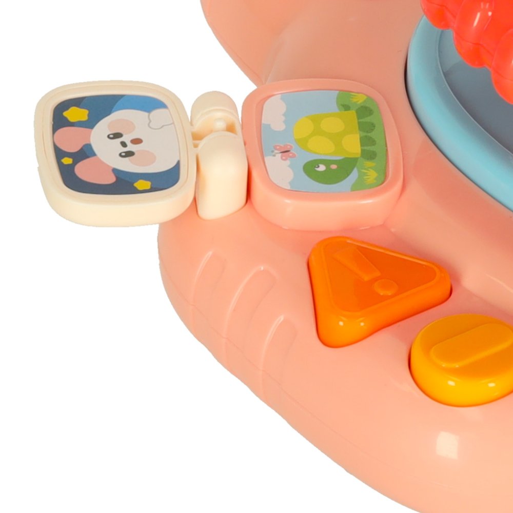 Interactive Musical Steering Wheel Toy for Strollers with Lights and Sounds, Pink (2)