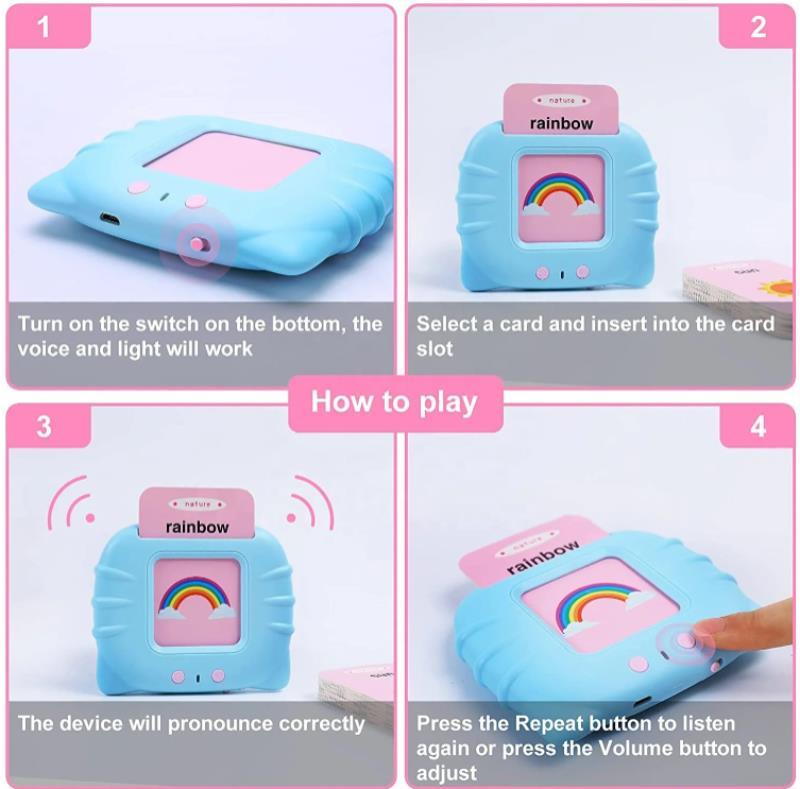 English Learning Toy for Kids Interactive Flash Card Reader Telcon Cat, blue (2)