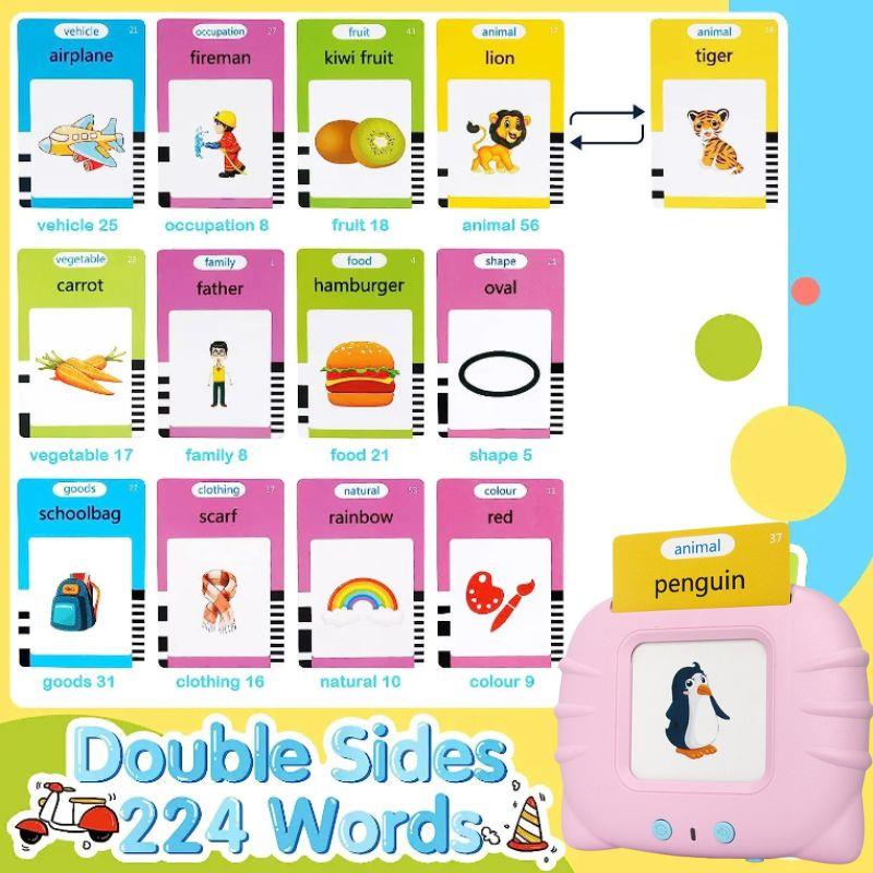 English Learning Toy for Kids Telcon Talking Flash Card Reader Cat, pink (1)