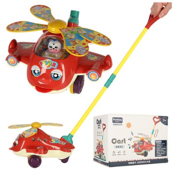 Push-along airplane-helicopter for babies with sound