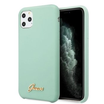 Apple iPhone 11 Pro Max 6.5'' Guess Silicone Vintage Gold Logo Case Cover (GUHCN65LSLMGG), Green