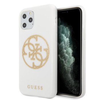 Apple iPhone 11 Pro Max 6.5" Guess 4G Circle Glitter Case Cover (GUHCN65TPUWHGLG), White