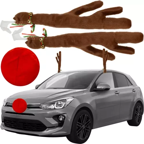 Christmas New Year Decoration for Car Reindeer Antlers and Nose