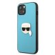 Apple iPhone 13 mini\" Karl Lagerfeld Leather Ikonik Karl`s Head Metal Case Cover (KLHCP13SPKMB), Blue
