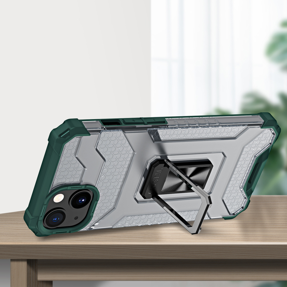 Apple iPhone 13 mini 5.4'' Crystal Ring Case Tough Rugged Cover, Green (1)
