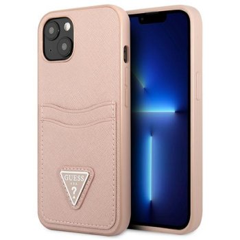 Apple iPhone 13 Mini 5,4" Guess Saffiano Triangle Logo Cardslot Case Cover, Pink