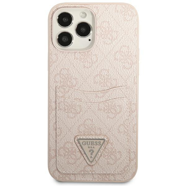 Apple iPhone 13 Pro Max 6,7" Guess 4G Triangle Logo Cardslot Case Cover, Pink (1)