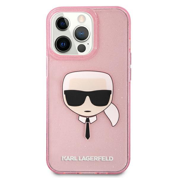 Apple iPhone 13 Pro Max 6.7" Karl Lagerfeld Glitter Karl Head Case Cover (KLHCP13XKHTUGLP), Pink (1)