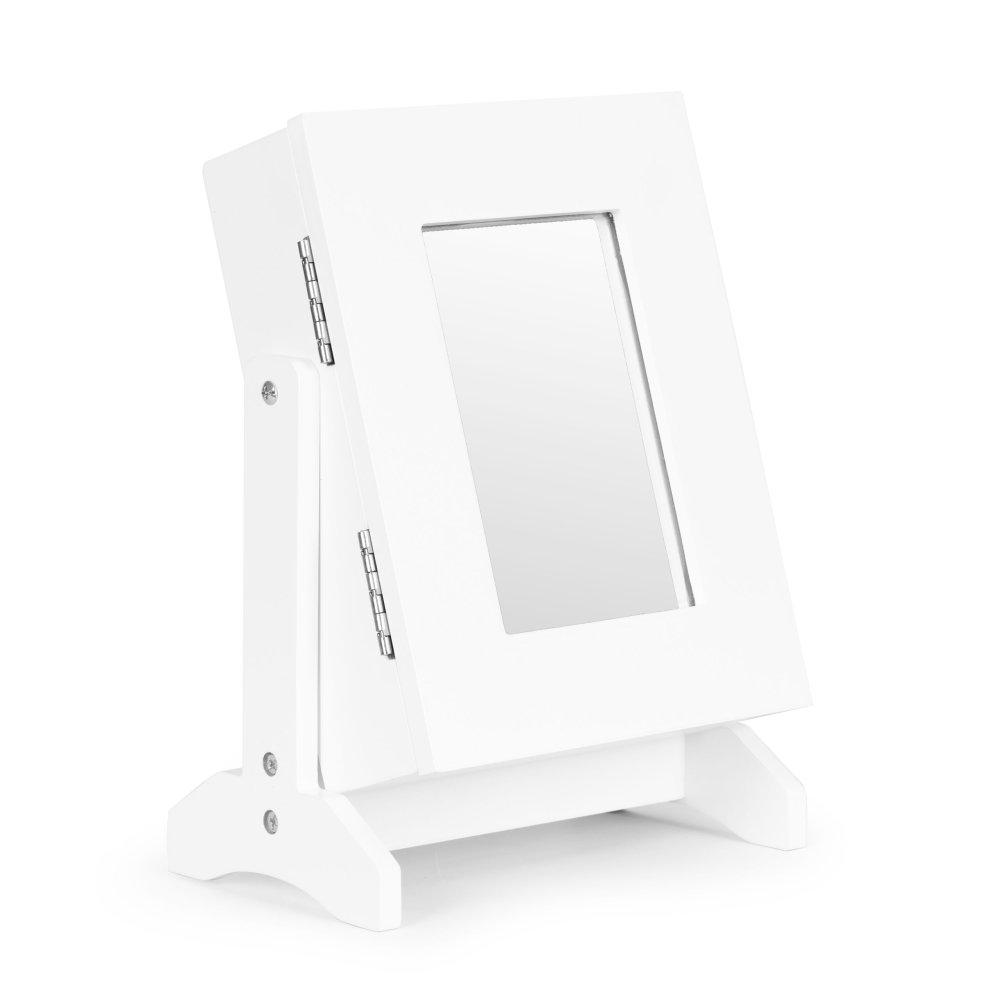 ModernHome Jewelry Organizer Box with Mirror, White (3)
