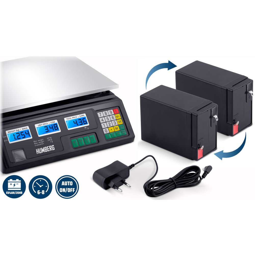 Digital Price Computing Scale 40kg 88lb Humberg MH-190 with 2 Batteries (3)