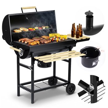 Charcoal Garden Grill Barrel with Chimney Berdsen BD-895, black