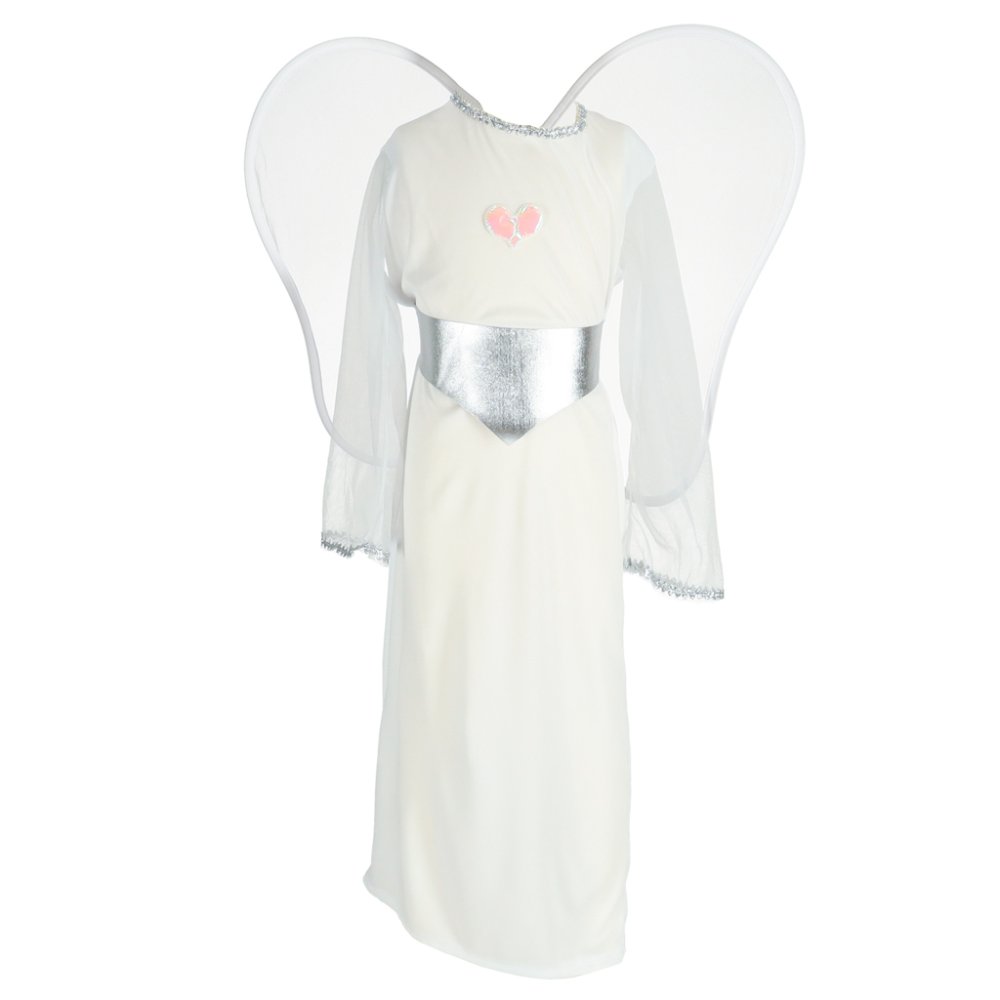 Kids Angel Costume for Nativity Play with Halo & Wings, 4-Piece, Size M (1)