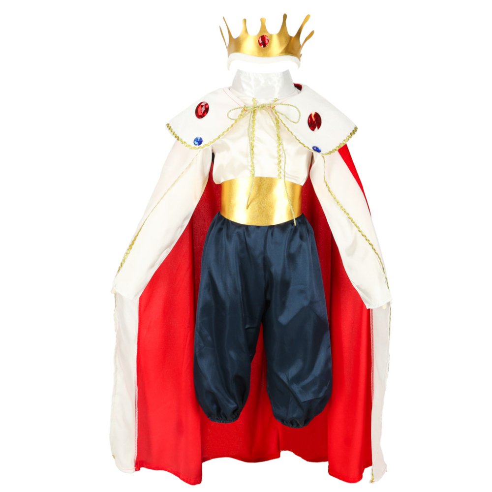 Kids King Costume with Crown and Cape for Fancy Dress M (110-120 cm) (0)