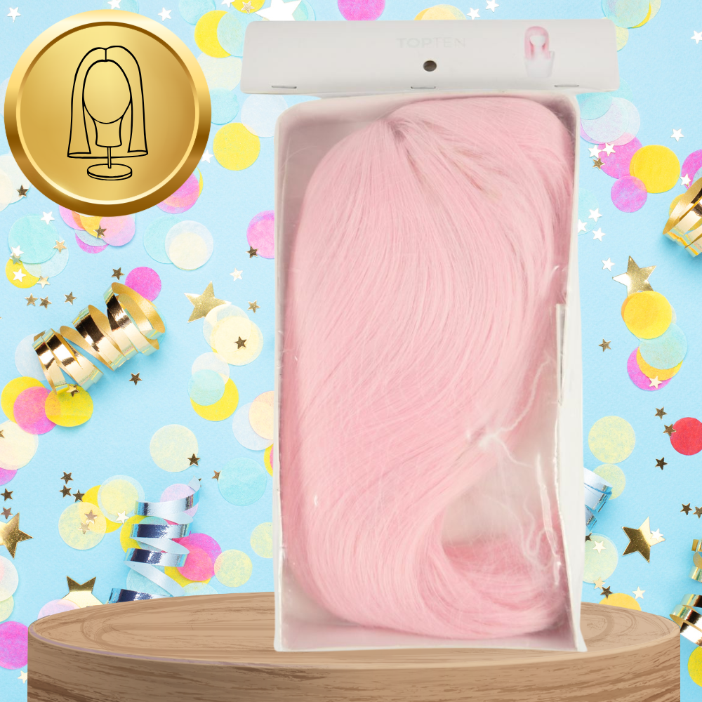 Long Straight Wig with Bangs for Party Cosplay Costume, Pink (0)